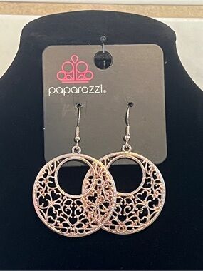 Paparazzi Rose Gold Filigree Hoop Earrings - Women's Jewelry